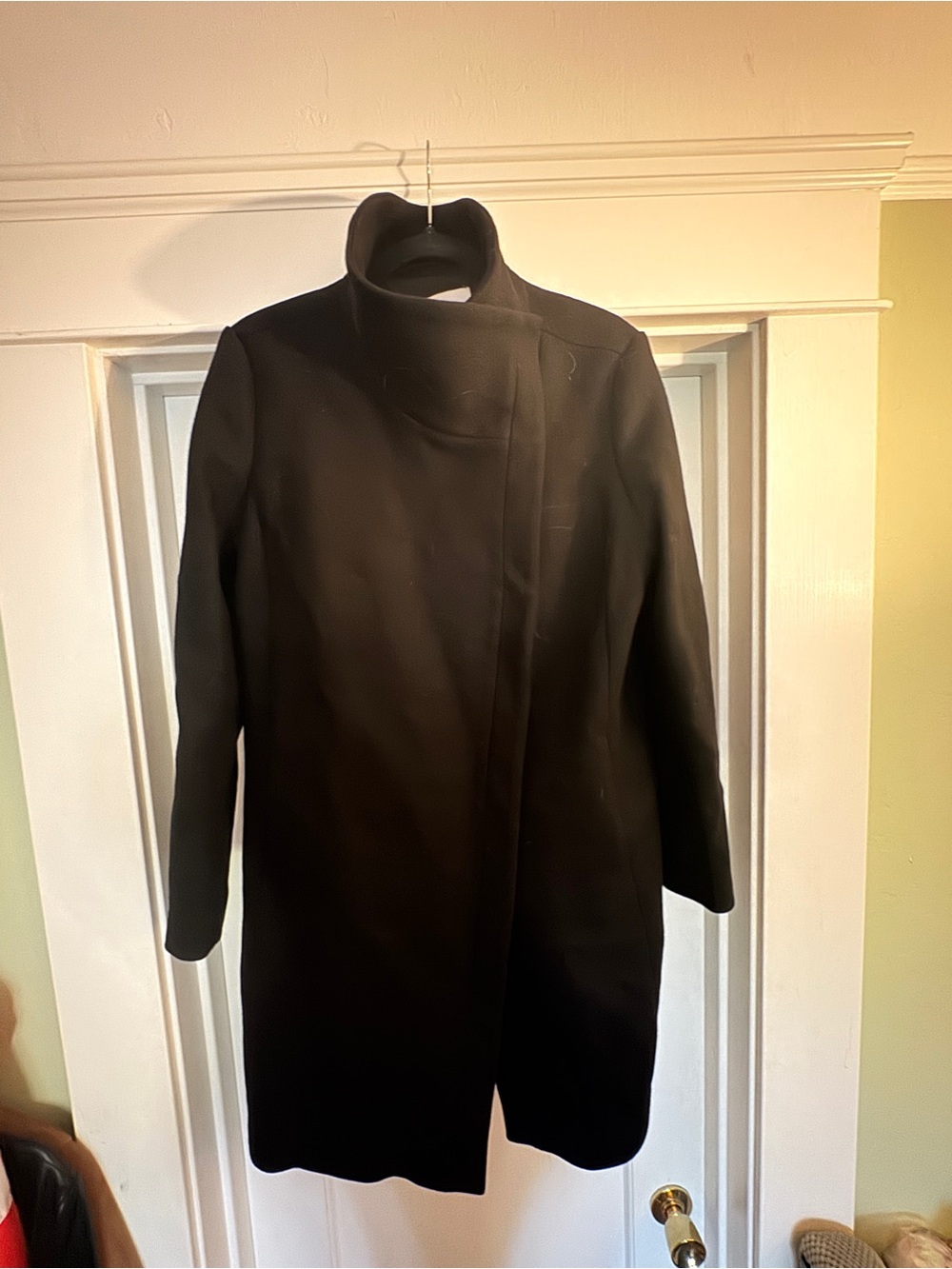 Nordstrom Black Long Trench Coat with Stand Collar